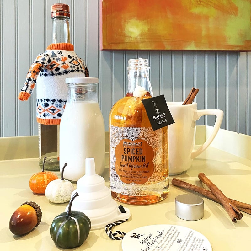 MixCraft Spirit Infusion Kit - Premium Craft Cocktail & Mocktail Mixer, Glass Bottle, Collapsible Funnel, Flavor Pouch & Recipe, Spiced Pumpkin - Image 5